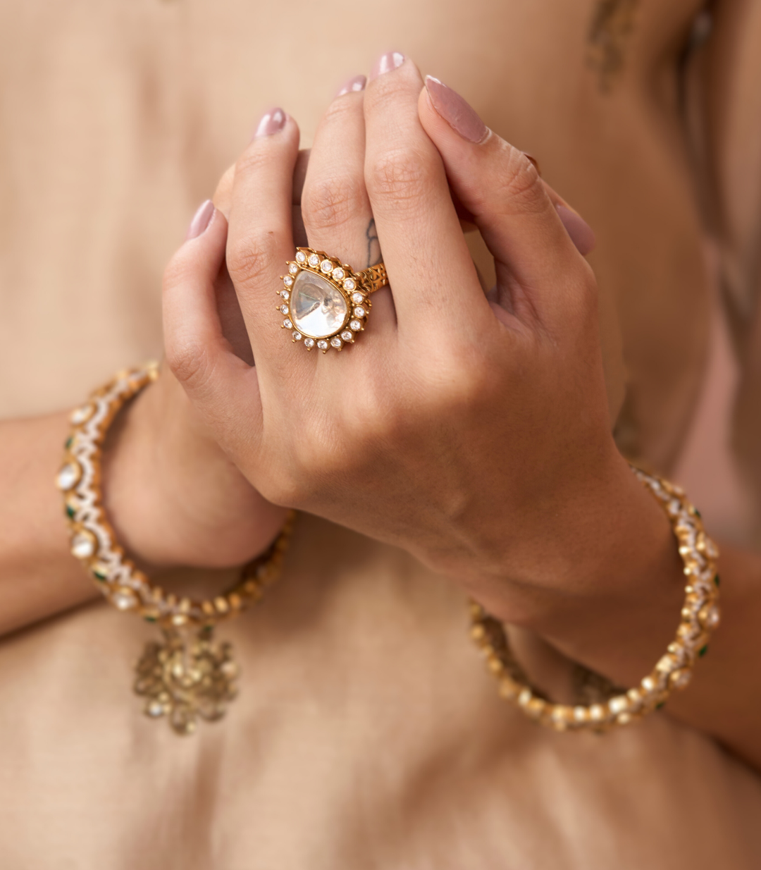 GARIMA WHITE POLKI RING