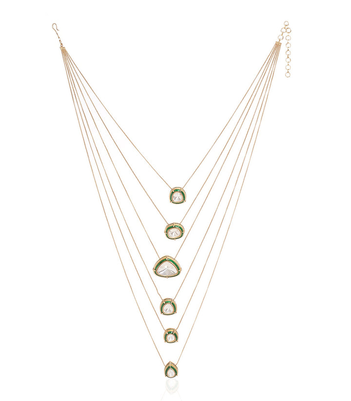 JANVI GREEN POLKI LONG NECKLACE