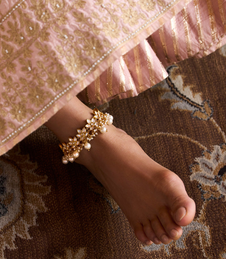 YADAVI POLKI PAYAL WITH PEARLS DROPS