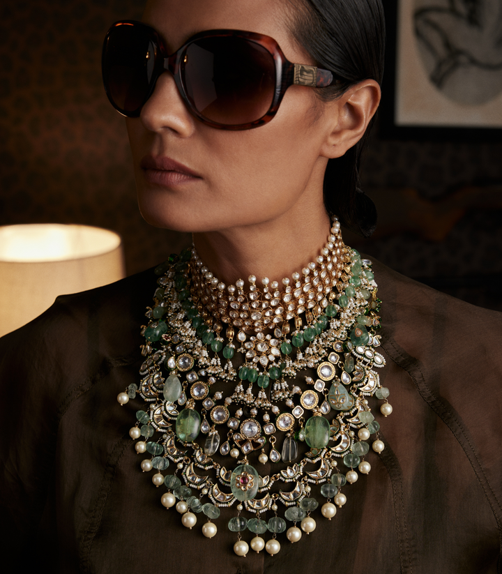AASHIMA GREEN MOISSANITE NECKLACE SET
