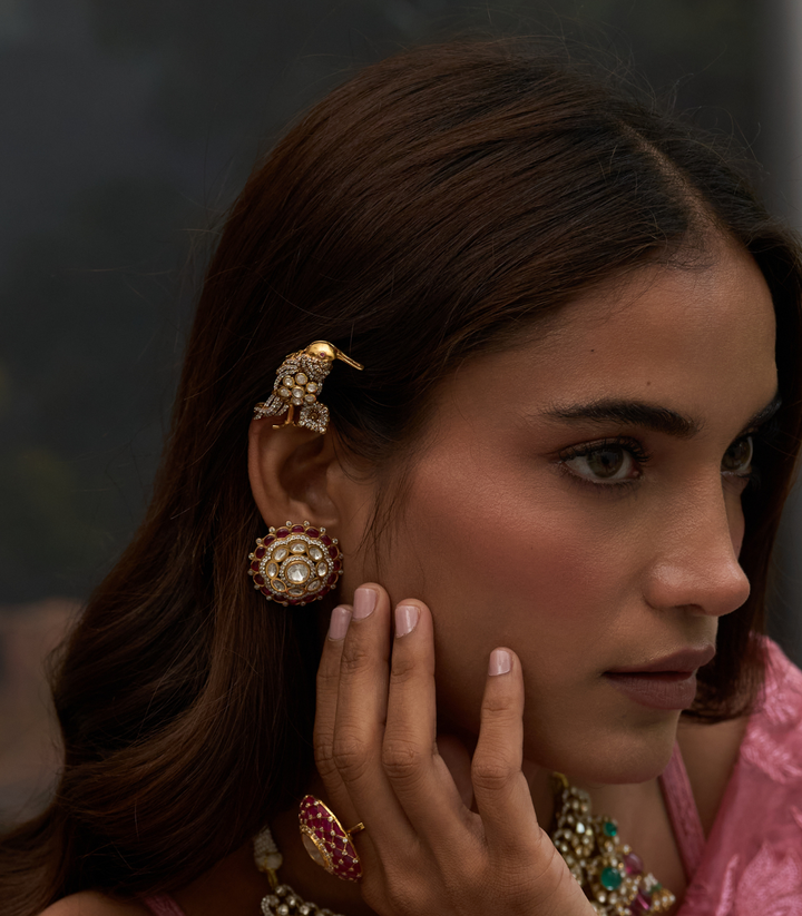 REEVA RED POLKI STUD