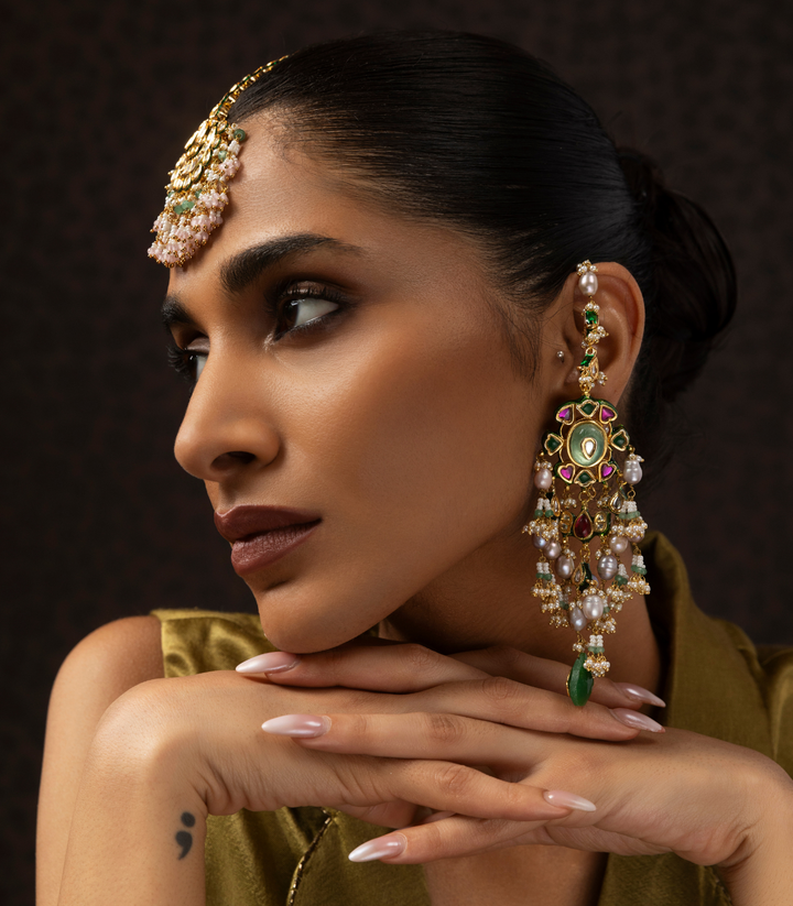 GITALI NAVRATAN KUNDAN STATEMENT EARRING