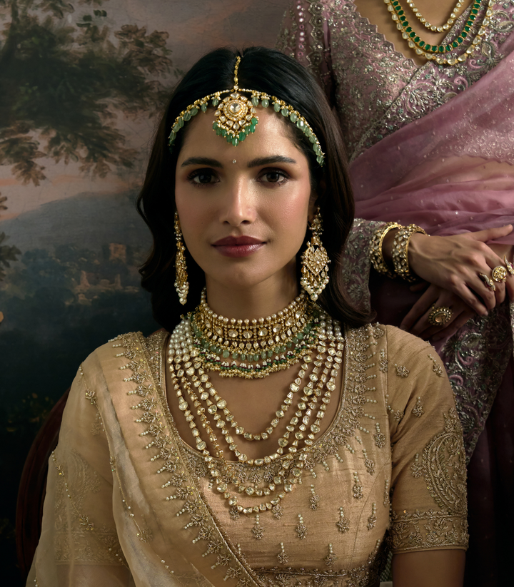 PARNEET GOLD PLATED  POLKI LONG NECKLACE