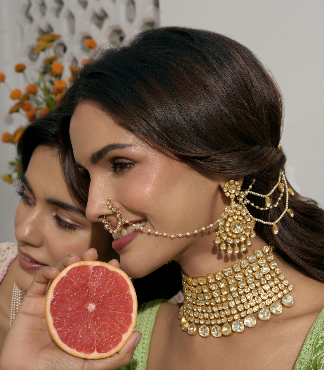 NITYA GOLD PLATED  MOISSANITE  NECKLACE SET