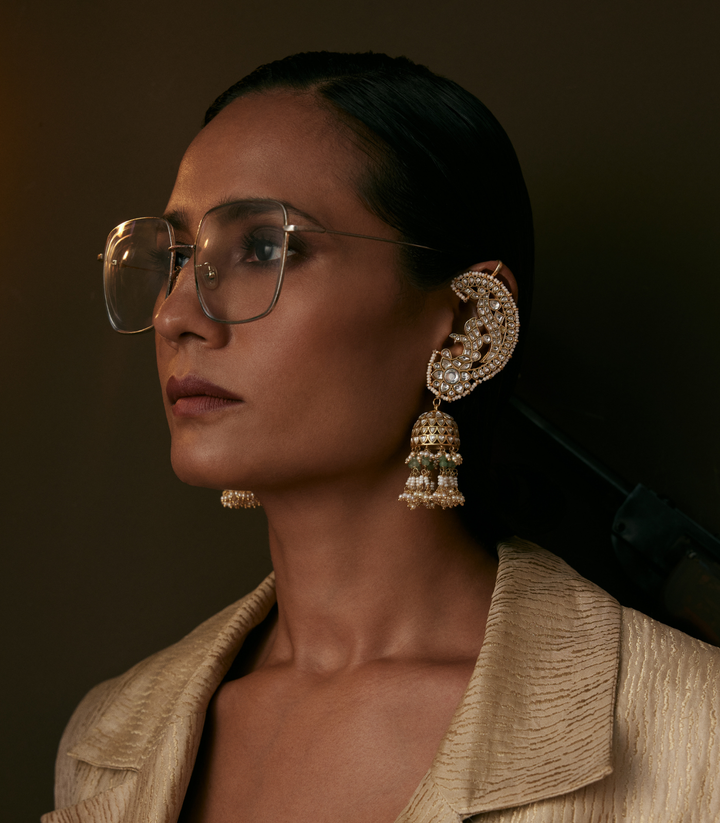 BHAMINI WHITE KUNDAN JHUMKA