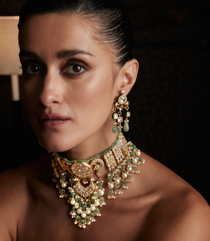 AAYRA GREEN KUNDAN NECKLACE SET