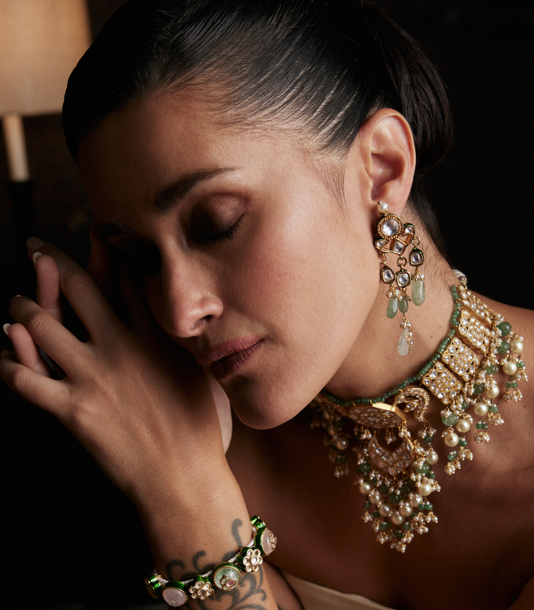 AAYRA GREEN KUNDAN NECKLACE SET