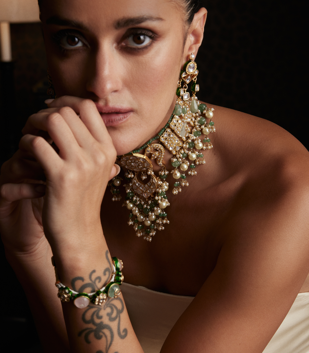 AAYRA GREEN KUNDAN NECKLACE SET