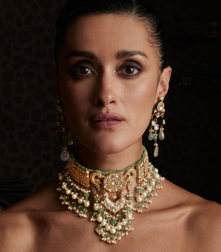 AAYRA GREEN KUNDAN NECKLACE SET
