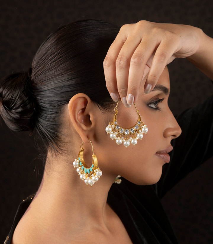 KAUSHINI TURQUOISE KUNDAN CHANDBALI