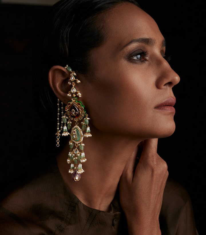 GAVINI RED KUNDAN STATEMENT EARRING