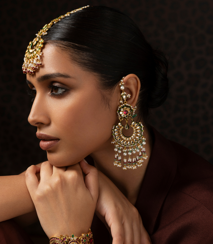 HARITA RED & GREEN KUNDAN CHANDBALI