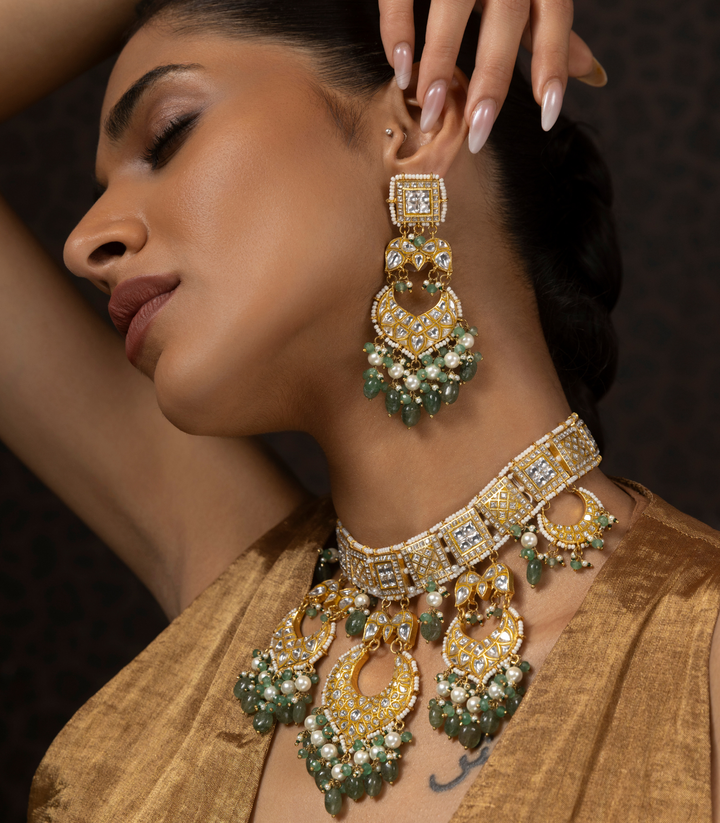 RIDHIMA GREEN KUNDAN NECKLACE SET