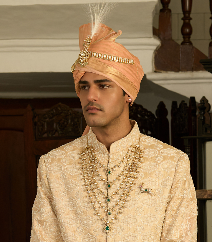 DEVISHA GOLD PLATED POLKI LONG NECKLACE