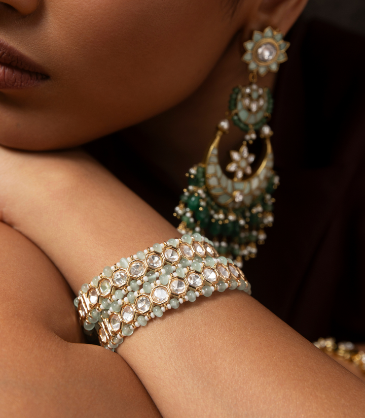 MAWYA MINT SINGLE LINE POLKI BANGLES