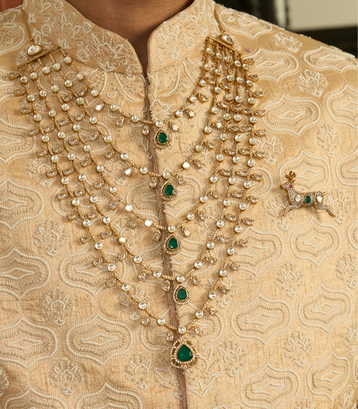 DEVISHA GOLD PLATED POLKI LONG NECKLACE