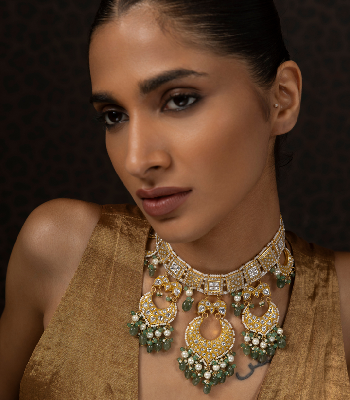 RIDHIMA GREEN KUNDAN NECKLACE SET