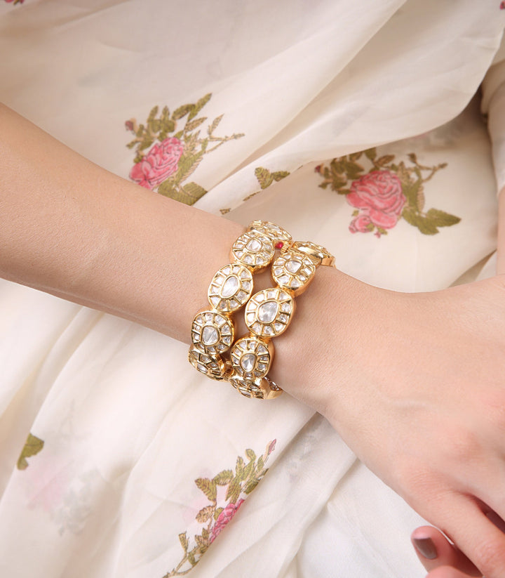 PADMAVATI GOLD PLATED MALINI KUNDAN BANGLES