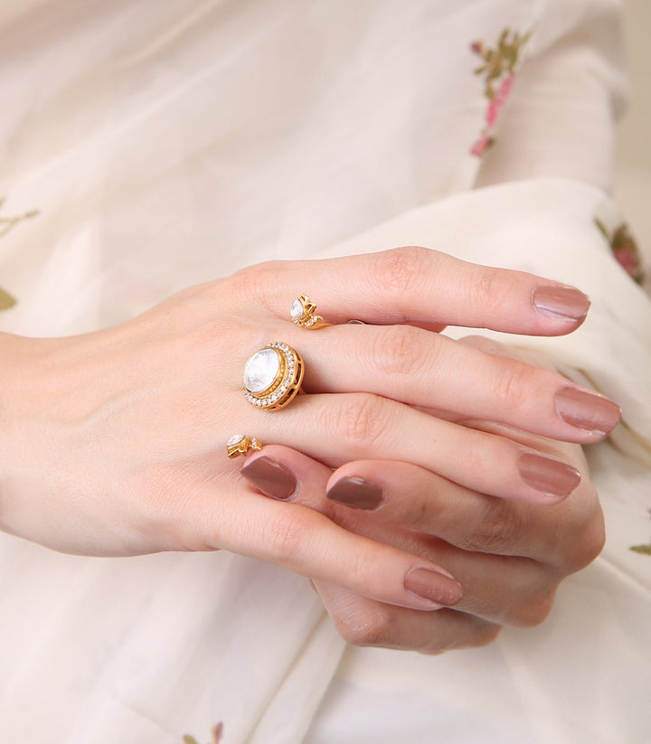 HINAL DOUBLE FINGER POLKI RING