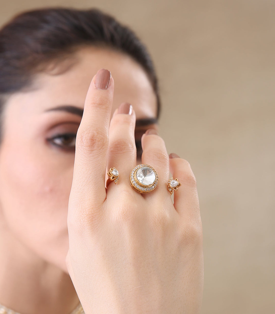 HINAL DOUBLE FINGER POLKI RING
