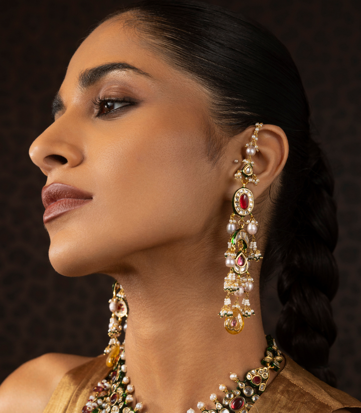MADHAVI RED KUNDAN NECKLACE SET