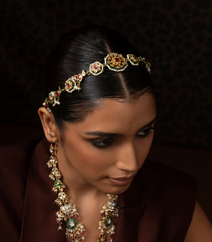 MIHIRA RED KUNDAN SHEESH PECH