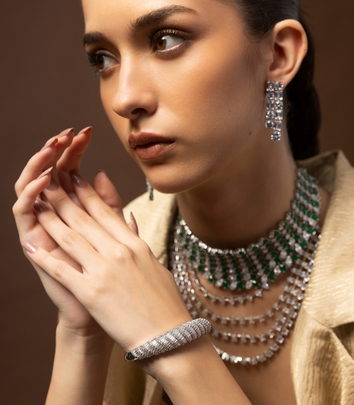 SILVER ZIRCON OPENABLE  BANGLES