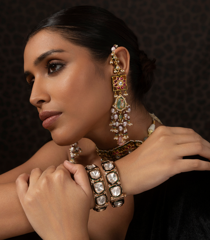 JYESHTHA RED KUNDAN STATEMENT EARRING