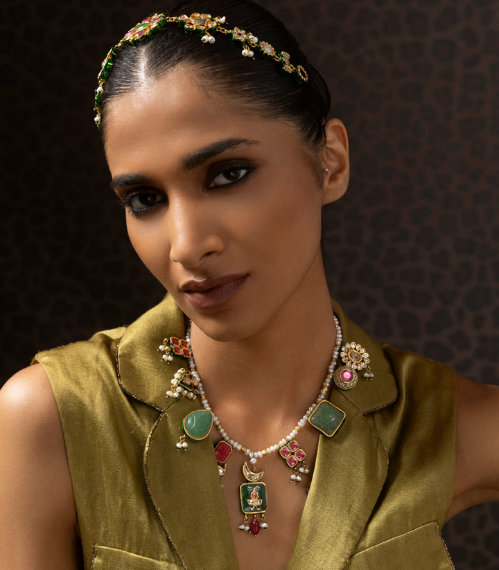 PAHAL NAVRATAN KUNDAN LONG NECKLACE