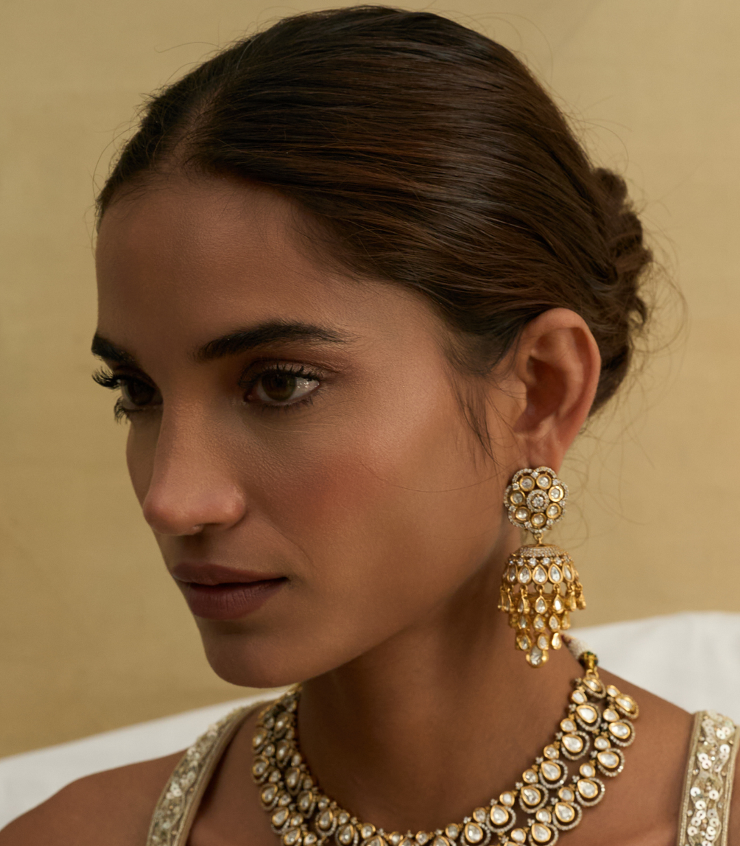 VARUNIKA GOLD PLATED POLKI JHUMKA