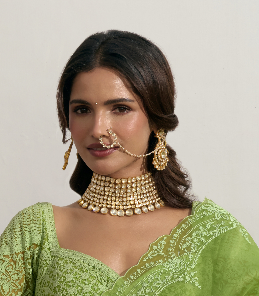 AVIKA WHITE POLKI NOSE RING