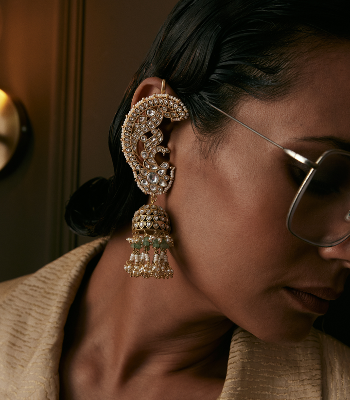 BHAMINI WHITE KUNDAN JHUMKA