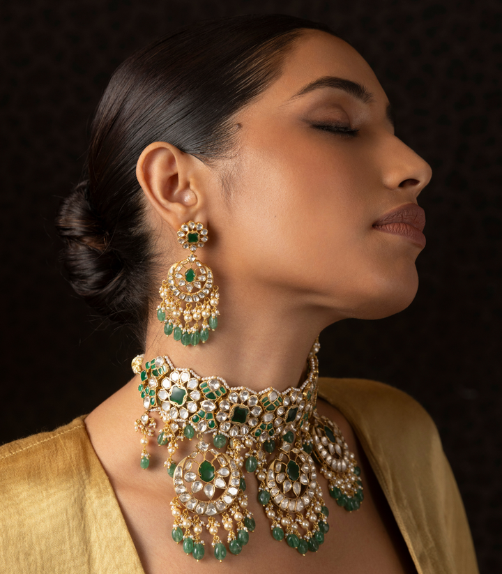RAJSHRI GREEN MOISSANITE NECKLACE SET