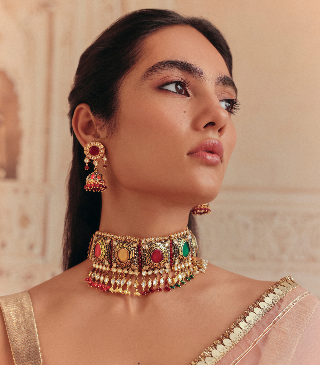 TVESHA NAVRATAN KUNDAN NECKLACE SET