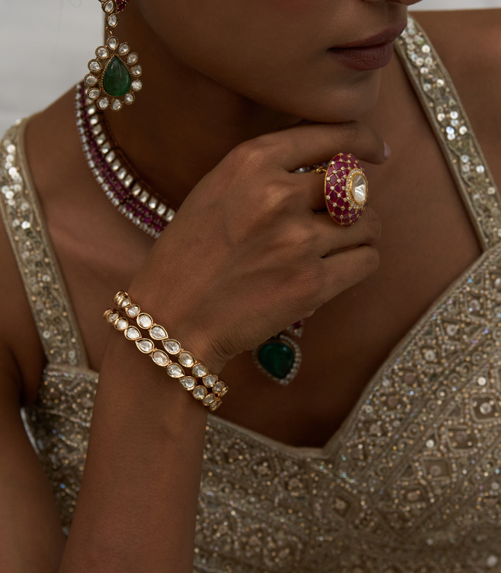 KINJAL GOLD PLATED POLKI BANGLES