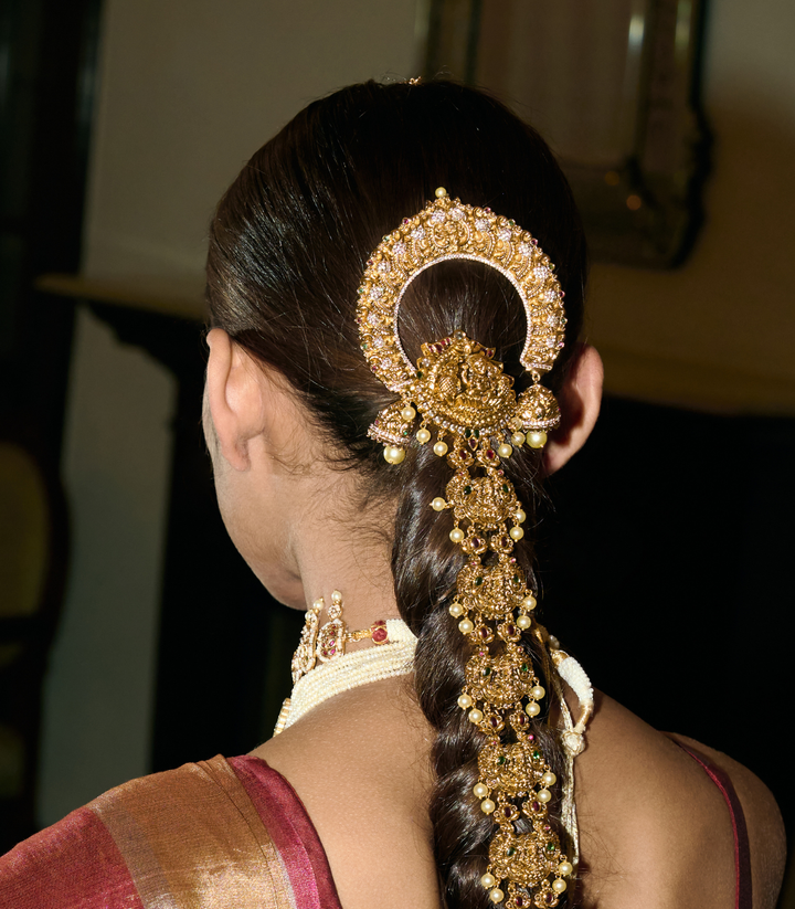 MISHIKA RED & GREEN  GOLD PLATED CHOTI