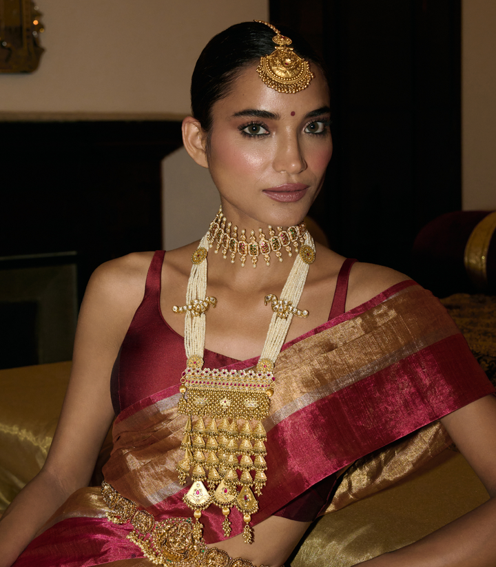 YAMIKA GOLD PLATED  KUNDAN LONG NECKLACE