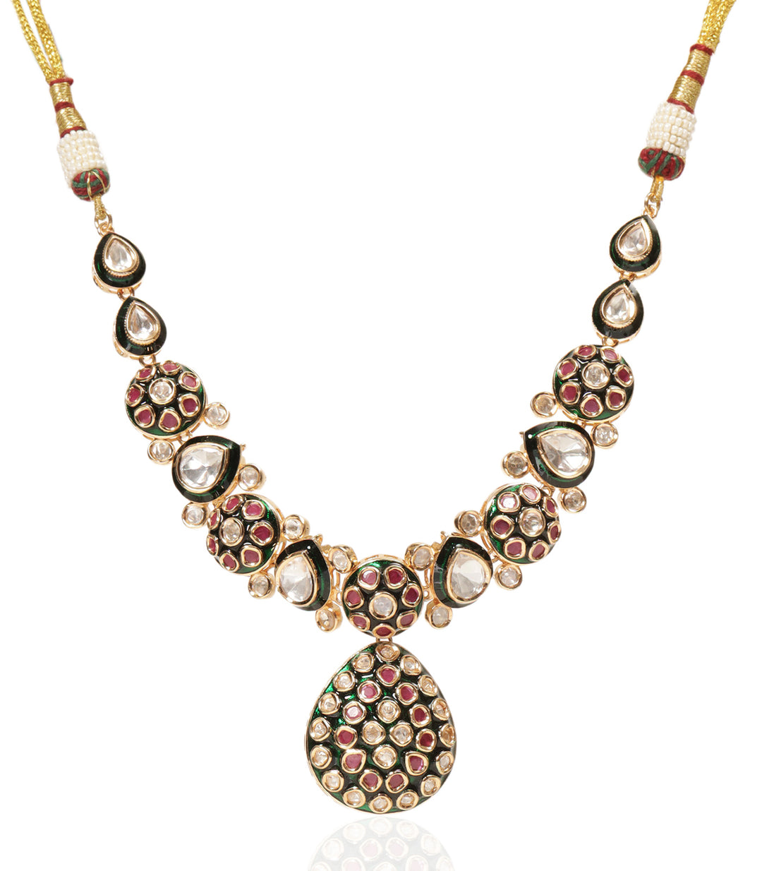 KATHY RED POLKI NECKLACE SET