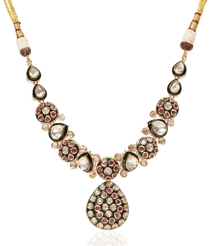KATHY RED POLKI NECKLACE SET