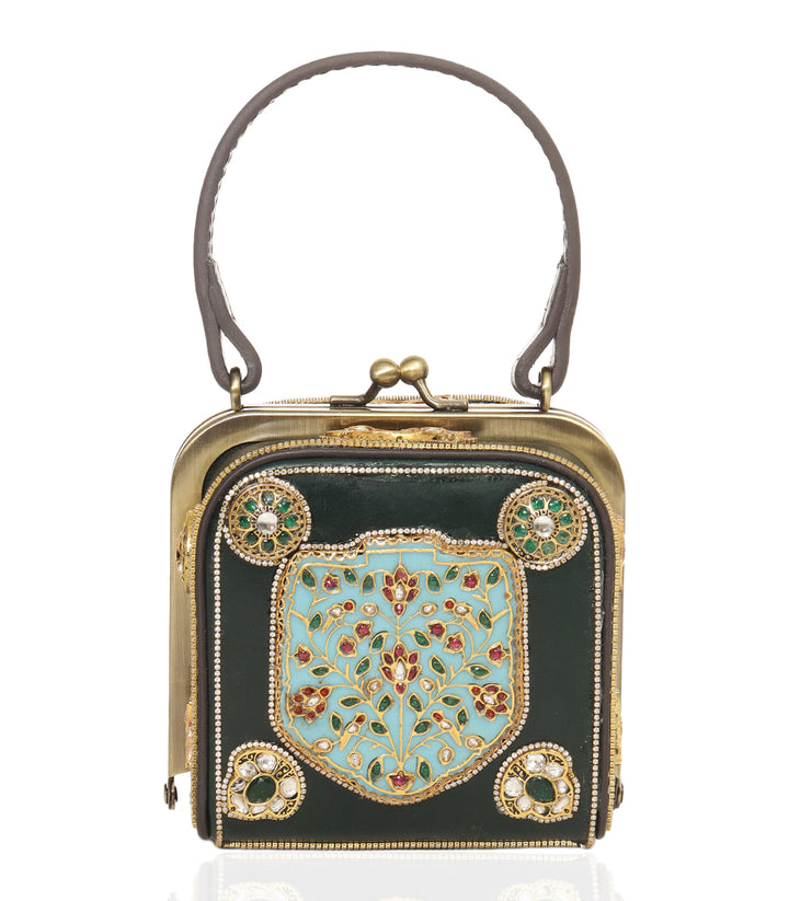 MISHIKA GREEN KUNDAN HAND BAG