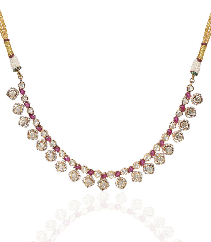 NIHARIKA RUBY POLKI NECKLACE SET