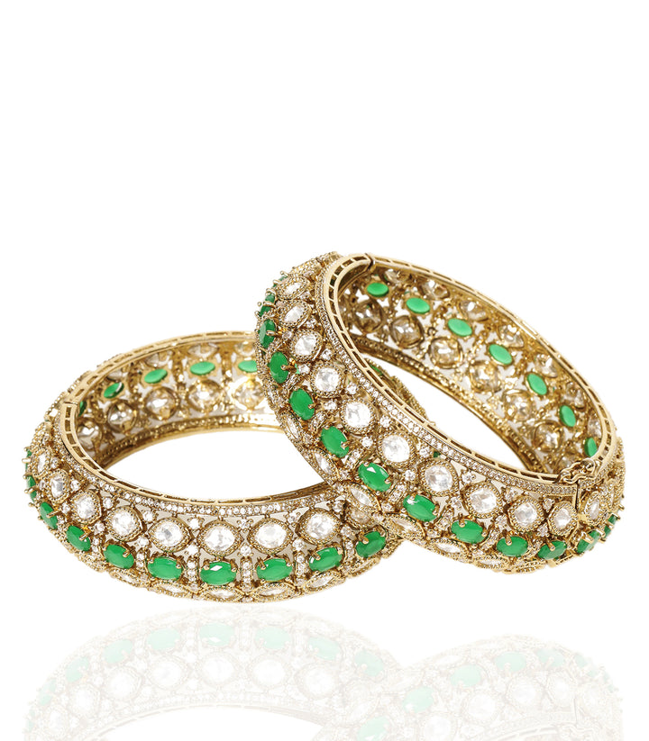 SHREVANYA GREEN POLKI BANGLES