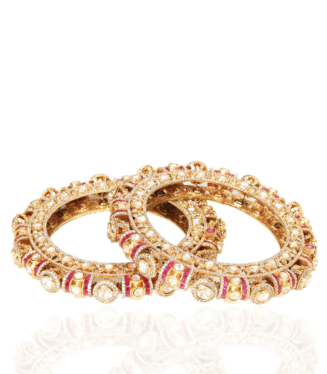 SIMRAN RUBY GOLD PLATED MOISSANITE BANGLES