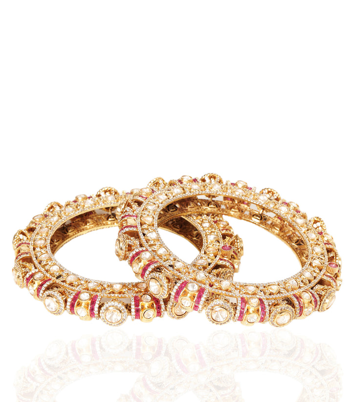 SIMRAN RUBY GOLD PLATED MOISSANITE BANGLES
