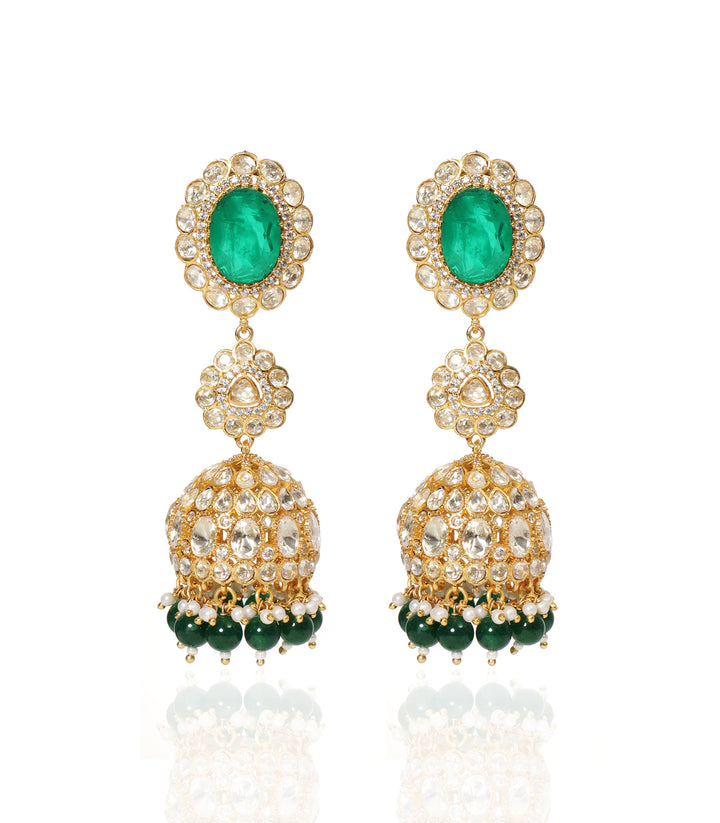 SIMRAN GREEN POLKI JHUMKA
