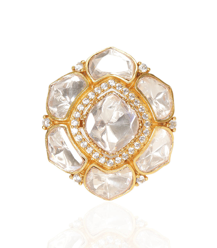 RUDRA GOLD PLATED POLKI RING