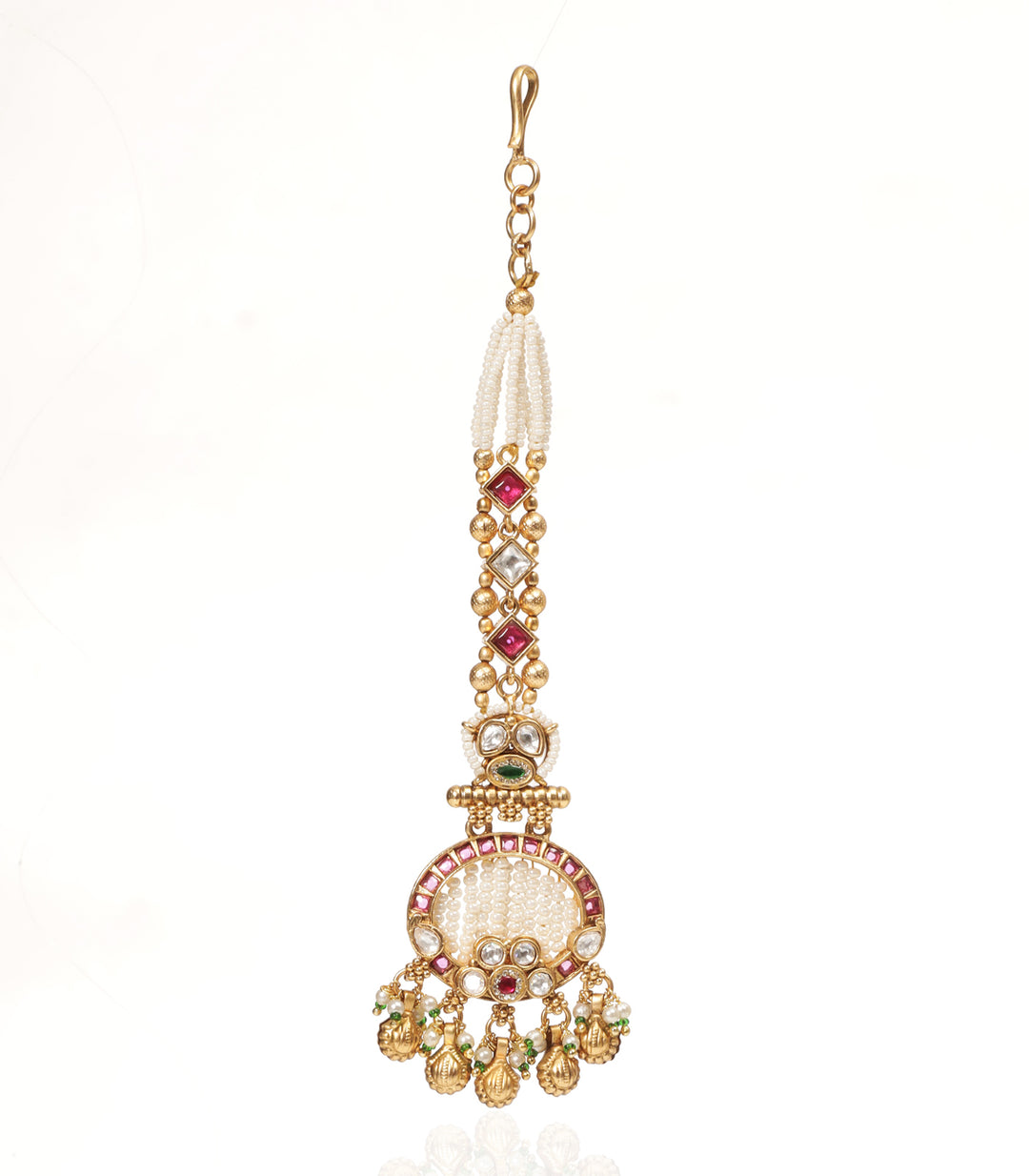 SEJAL RED & GREEN KUNDAN TIKA