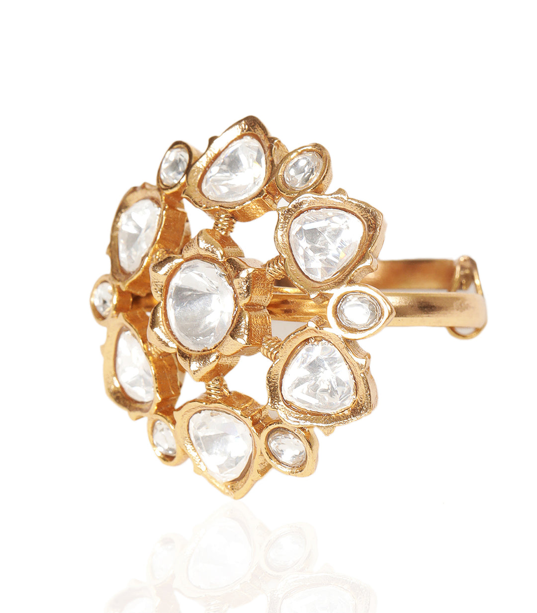 ANVI GOLD PLATED POLKI RING