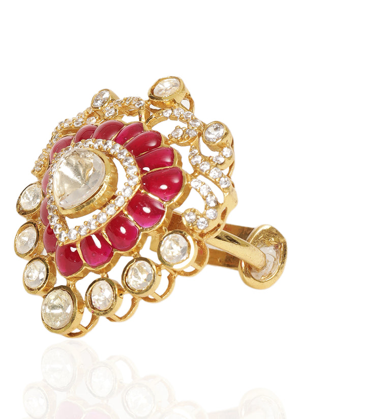 IRA RED GOLD PLATED MOISSANITE RING
