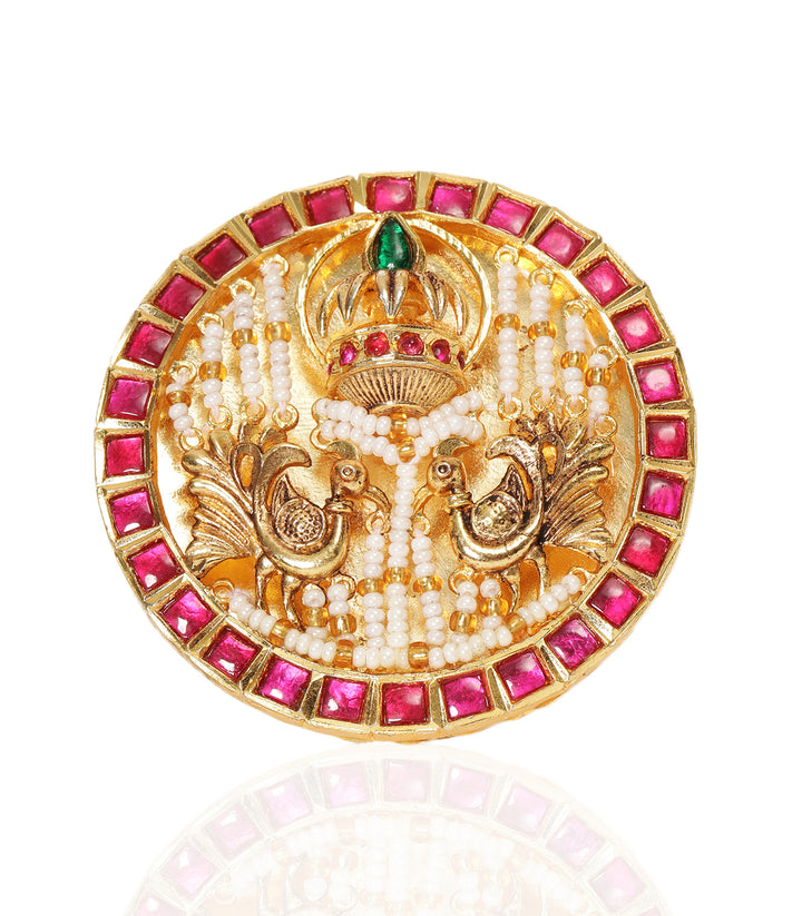 PARNIKA RED & GREEN KUNDAN RING